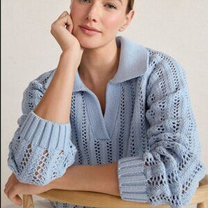 Haven Well Within Open Stitch Johnny Collar Sweater